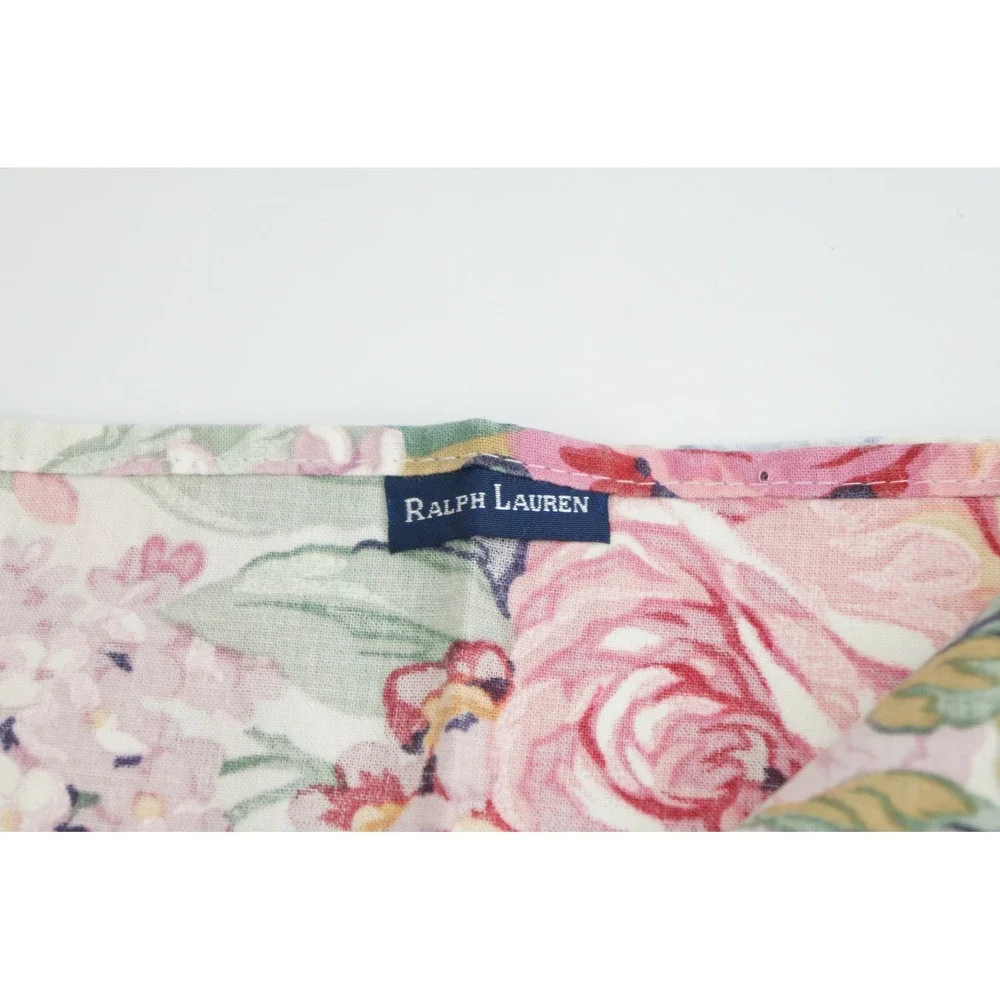 Ralph Lauren Napkins Set of 4 Floral Rose Pink Yellow Blue Cotton Excellent